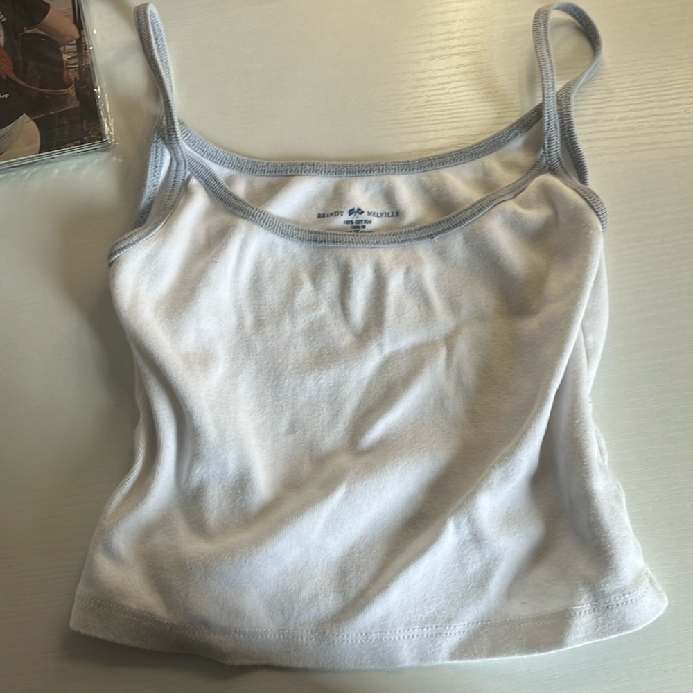 blue and white brandy tank